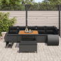Set de Sofá de Jardín  de 9 Piezas con Cojines, Ratan Negro Acacia | Foro24.es | Tu tienda online para hogar, jardín y más Foro24.es
