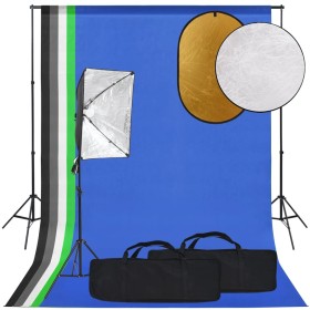 Kit de estudio fotográfico con softbox, fondo y reflector