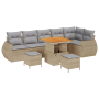 Conjunto de Sofá de Jardín de 9 Piezas con Cojines Beige Ratán Poliéster Acacia de , Sofás de exterior - Ref: Foro24-3361892,...