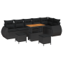 Set de Sofás de Jardín de 9 Piezas con Cojines Ratán Poliéster Negro Acacia de , Sofás de exterior - Ref: Foro24-3361894, Pre...