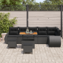 Set de Sofás de Jardín de 9 Piezas con Cojines Ratán Poliéster Negro Acacia de , Sofás de exterior - Ref: Foro24-3361894, Pre...