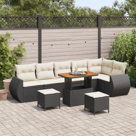 Set de Sofá de Jardín de 9 Piezas con Cojines Negro Poliratán Acacia de , Sofás de exterior - Ref: Foro24-3361895, Precio: 52...