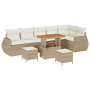 Conjunto de Sofá de Jardín de 9 Piezas Con Cojines Beige Ratán Poli Acacia de , Sofás de exterior - Ref: Foro24-3361896, Prec...