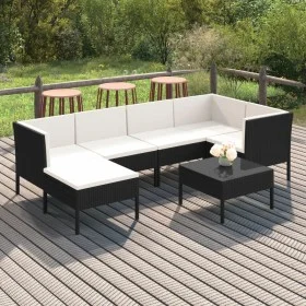 7-piece garden furniture set and black synthetic rattan cushions by vidaXL, Garden sets - Ref: Foro24-3094408, Price: 598,53 ...