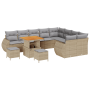 Conjunto de Sofá de Jardín de 12 Piezas con Cojines Beige de Ratán Poliéster Acacia de , Sofás de exterior - Ref: Foro24-3361...