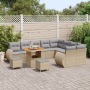 Conjunto de Sofá de Jardín de 12 Piezas con Cojines Beige de Ratán Poliéster Acacia de , Sofás de exterior - Ref: Foro24-3361...