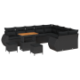 Set de Sofá de Jardín de 12 Piezas con Cojines Ratán Sintético Negro Acacia de , Sofás de exterior - Ref: Foro24-3361914, Pre...