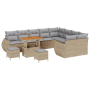 Set de Sofá de Jardín de 12 Piezas con Cojines Beige de Rattan Poliéster Acacia de , Sofás de exterior - Ref: Foro24-3361917,...