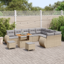 Set de Sofá de Jardín de 12 Piezas con Cojines Beige de Rattan Poliéster Acacia de , Sofás de exterior - Ref: Foro24-3361917,...