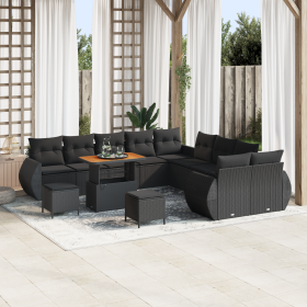 Juego de Sofá de Jardín de 13 Piezas con Cojines Negro Poliratán de , Sofás de exterior - Ref: Foro24-3361934, Precio: 862,00...