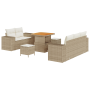 Juego de Sofás de Jardín de 8 Piezas con Cojines Beige Ratán Poli Acacia de , Sofás de exterior - Ref: Foro24-3361946, Precio...