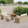 Juego de Sofás de Jardín de 8 Piezas con Cojines Beige Ratán Poli Acacia de , Sofás de exterior - Ref: Foro24-3361946, Precio...