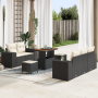 Set de Sofá de Jardín de 8 Piezas con Cojines Negro de Polirratán Acacia de , Sofás de exterior - Ref: Foro24-3361950, Precio...