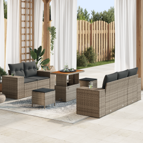 Juego de Sofá de Jardín de 8 Piezas con Cojines Gris Ratán Sintético de , Sofás de exterior - Ref: Foro24-3361953, Precio: 54...