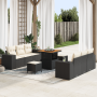 Conjunto de Sofás de Jardín de 9 Piezas con Cojines Negro Ratán Polimérico Acacia de , Sofás de exterior - Ref: Foro24-336195...