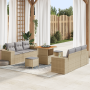 Conjunto de Sofás de Jardín de 9 Piezas con Cojines Beige Ratán Poliéster Acacia de , Sofás de exterior - Ref: Foro24-3361957...