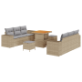 Conjunto de Sofás de Jardín de 9 Piezas con Cojines Beige Ratán Poliéster Acacia de , Sofás de exterior - Ref: Foro24-3361957...