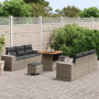 Conjunto de Sofá de Jardín de 9 Piezas con Cojines Gris Ratán Poli Acacia de , Sofás de exterior - Ref: Foro24-3361958, Preci...