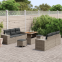 Conjunto de Sofá de Jardín de 9 Piezas con Cojines Gris Polirratán Acacia de , Sofás de exterior - Ref: Foro24-3361963, Preci...
