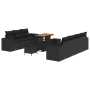 Conjunto de Sofás de Jardín de 10 Piezas con Cojines Negro Ratán Acacia de , Sofás de exterior - Ref: Foro24-3361969, Precio:...