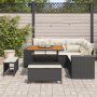 Conjunto de sofá de jardín de 8 piezas con cojines negro de poliratán de acacia de , Sofás de exterior - Ref: Foro24-3361995,...