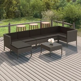 8-teiliges Gartenmöbel-Set und graue synthetische Rattankissen von vidaXL, Gartensets - Ref: Foro24-3094414, Preis: 594,80 €,...