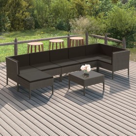 8-teiliges Gartenmöbel-Set und graue synthetische Rattankissen von vidaXL, Gartensets - Ref: Foro24-3094414, Preis: 603,27 €,...
