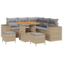 Conjunto de Sofá de Jardín de 8 piezas con Cojines Beige de Poliratán Acacia de , Sofás de exterior - Ref: Foro24-3362002, Pr...