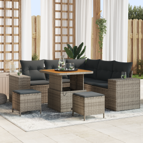 Conjunto de Sofás de Jardín de 8 Piezas con Cojines Gris Ratán Sintético de , Sofás de exterior - Ref: Foro24-3362003, Precio...