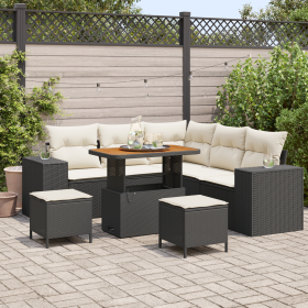 Juego de Sofás de Jardín de 8 Piezas con Cojines Negro Poliratán Acacia de , Sofás de exterior - Ref: Foro24-3362005, Precio:...
