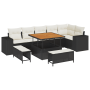 Conjunto de Sofás de Jardín de 9 piezas con cojines de Poliratán Negro Acacia de , Sofás de exterior - Ref: Foro24-3362015, P...