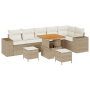 Conjunto de Sofá de Jardín de 9 Piezas con Cojines Beige Poliratán Acacia de , Sofás de exterior - Ref: Foro24-3362021, Preci...