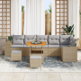 Juego de Sofá de Jardín de 9 Piezas con Cojines Beige Ratán Poli Acacia de , Sofás de exterior - Ref: Foro24-3362022, Precio:...
