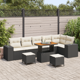 Juego de Sofá de Jardín de 9 Piezas con Cojines Ratán Negro Acacia de , Sofás de exterior - Ref: Foro24-3362025, Precio: 523,...