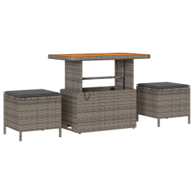 Conjunto de sofá de jardín de 9 piezas con cojines en ratán poliratán gris y acacia de , Sofás de exterior - Ref: Foro24-3362...