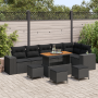 Conjunto de Sofá de Jardín de 10 Piezas con Cojines Ratán Poliéster Negro Acacia de , Sofás de exterior - Ref: Foro24-3362029...
