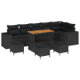 Conjunto de Sofá de Jardín de 10 Piezas con Cojines Ratán Poliéster Negro Acacia de , Sofás de exterior - Ref: Foro24-3362029...