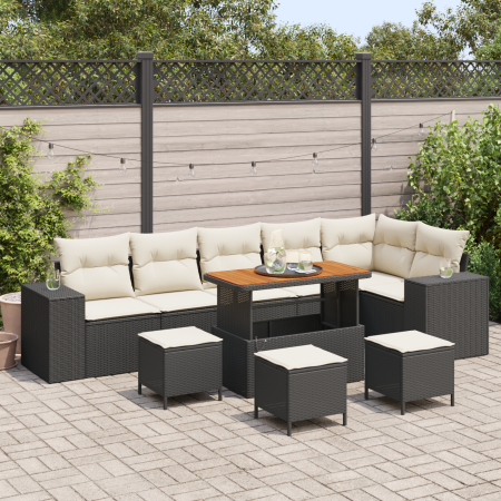 Juego de Sofá de Jardín de 10 Piezas con Cojines Ratán Negro Acacia de , Sofás de exterior - Ref: Foro24-3362030, Precio: 582...