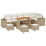 Juego de Sofá de Jardín de 10 Piezas con Cojines Beige Ratán Poliéster Acacia de , Sofás de exterior - Ref: Foro24-3362031, P...