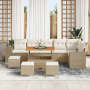 Juego de Sofá de Jardín de 10 Piezas con Cojines Beige Ratán Poliéster Acacia de , Sofás de exterior - Ref: Foro24-3362031, P...