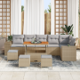 Conjunto de Sofá de Jardín de 10 Piezas con Cojines Beige de Poliratán de , Sofás de exterior - Ref: Foro24-3362032, Precio: ...