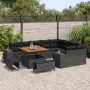 Conjunto de Sofá de Jardín de 12 Piezas con Cojines Negro Poliratán Acacia de , Sofás de exterior - Ref: Foro24-3362034, Prec...
