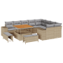 Conjunto de Sofá de Jardín de 12 Piezas con Cojines Beige Ratán Sintético Acacia de , Sofás de exterior - Ref: Foro24-3362037...