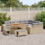Conjunto de Sofá de Jardín de 12 Piezas con Cojines Beige Ratán Sintético Acacia de , Sofás de exterior - Ref: Foro24-3362037...