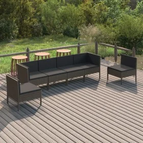 6-piece garden furniture set and gray synthetic rattan cushions by vidaXL, Garden sets - Ref: Foro24-3094350, Price: 487,69 €...