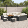 Conjunto de Sofá de Jardín de 12 Piezas con Cojines Negro Ratan Poliéster Acacia de , Sofás de exterior - Ref: Foro24-3362040...