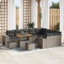 Conjunto de Sofá de Jardín de 12 Piezas con Cojines Grises de Poliratán y Acacia de , Sofás de exterior - Ref: Foro24-3362048...