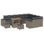 Conjunto de Sofá de Jardín de 12 Piezas con Cojines Grises de Poliratán y Acacia de , Sofás de exterior - Ref: Foro24-3362048...