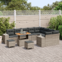 Conjunto de Sofá de Jardín de 12 Piezas con Cojines Grises de Poliratán y Acacia de , Sofás de exterior - Ref: Foro24-3362048...