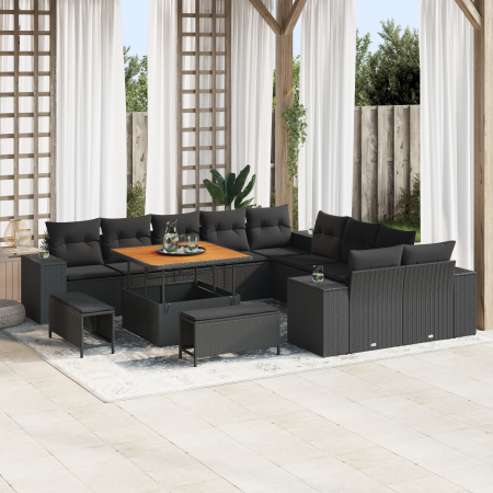 Conjunto de Sofás de Jardín de 13 Piezas Negro Poliratán Acacia de , Sofás de exterior - Ref: Foro24-3362054, Precio: 1,00 €,...